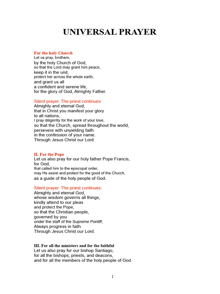 Universal Prayer for the Church and Faithful | PDF | God In ...