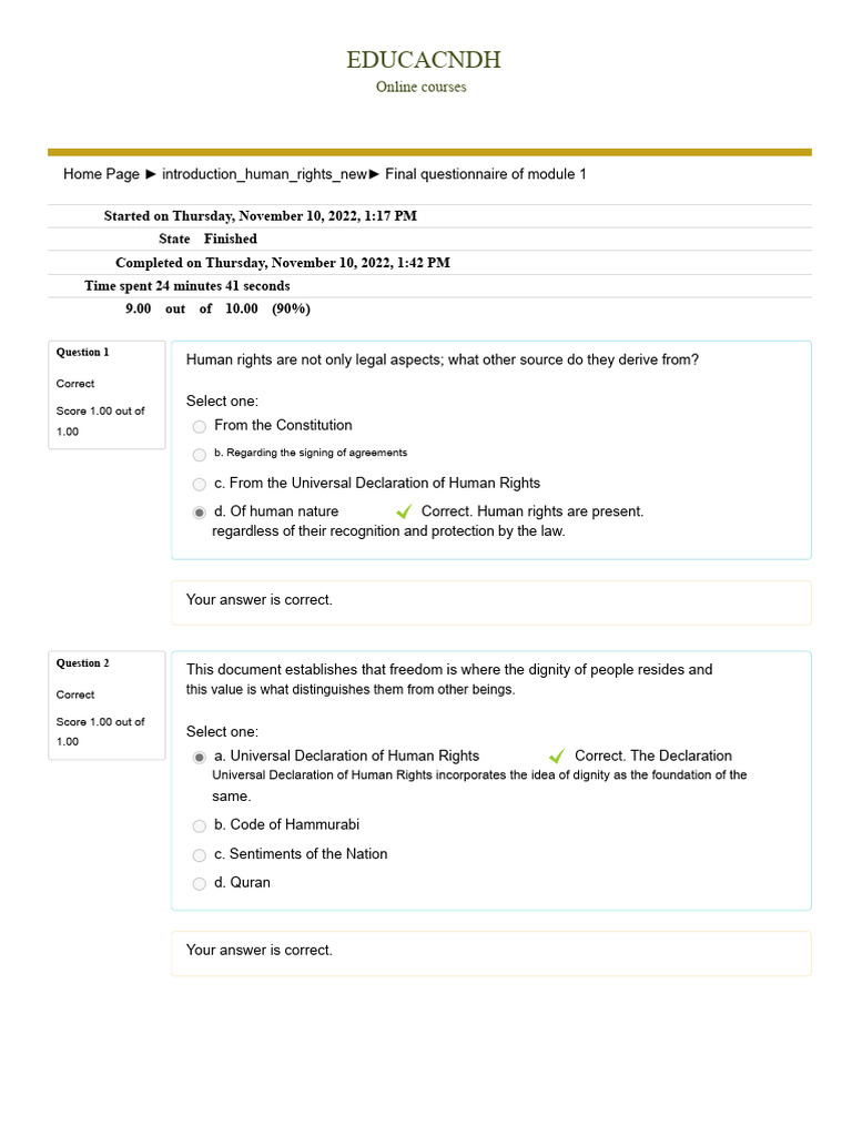 Human Rights Course Assessment Results | PDF | Habeas Corpus | Justice