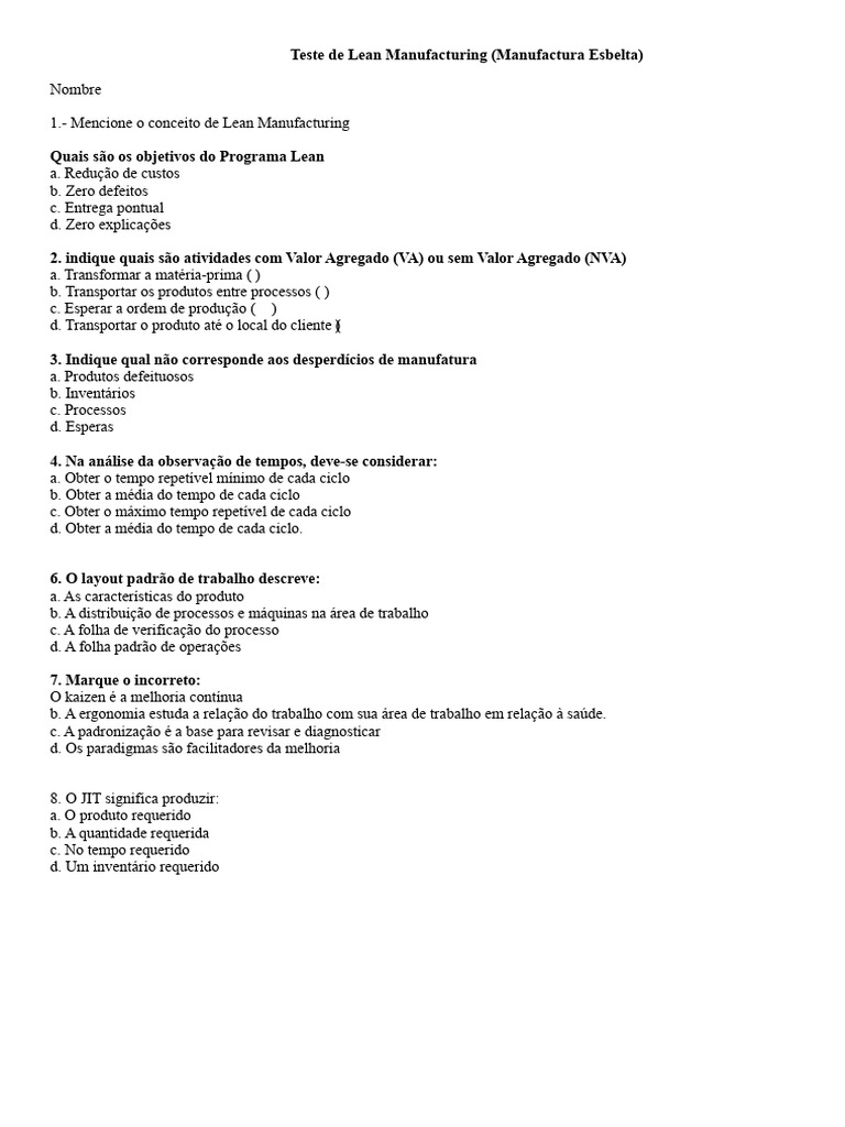 Guia Prático sobre Lean Manufacturing | PDF
