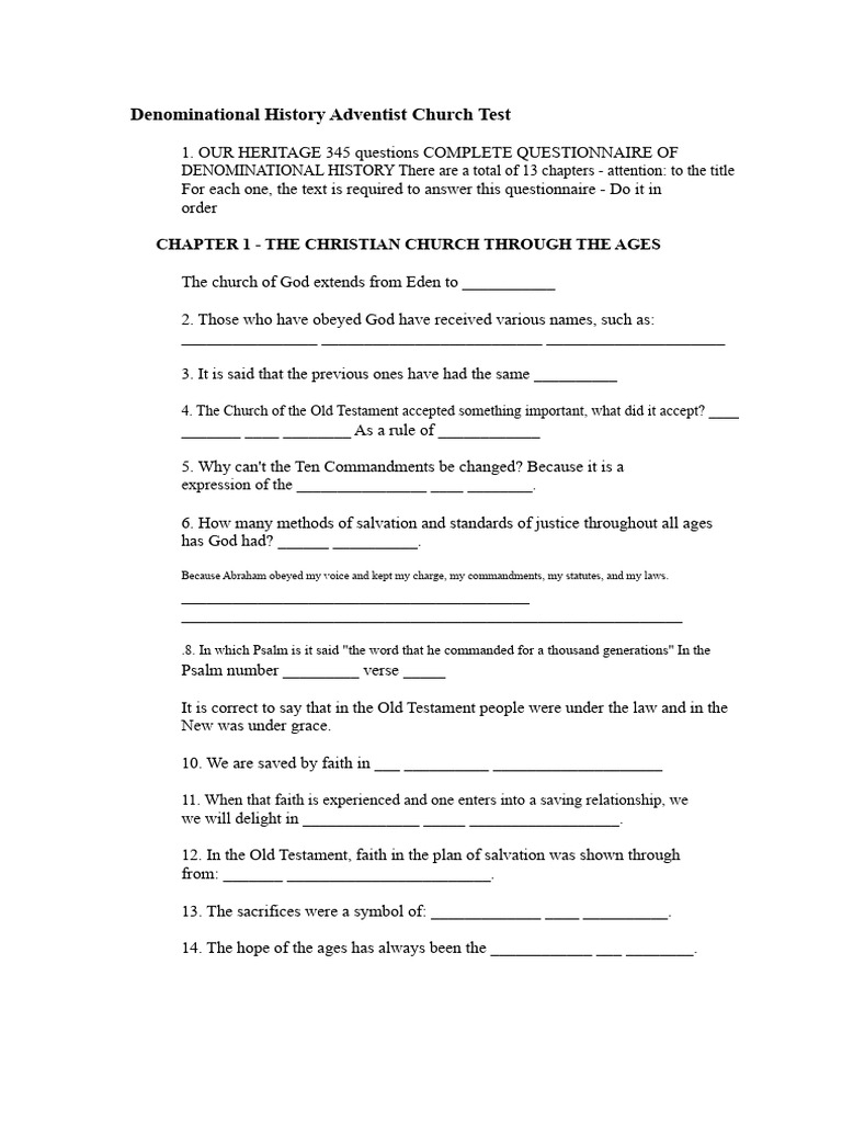 Questionnaire of the book OUR HERITAGE | PDF | Christian Church | Pope