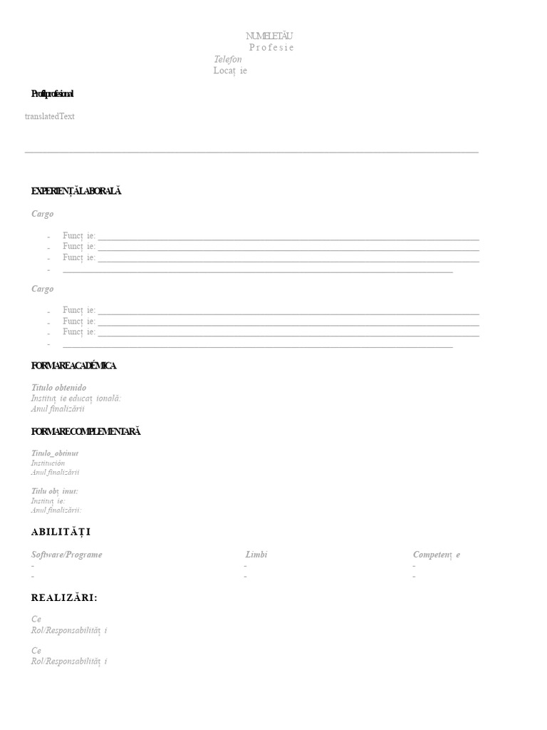Curriculum Vitae Format ATS | PDF