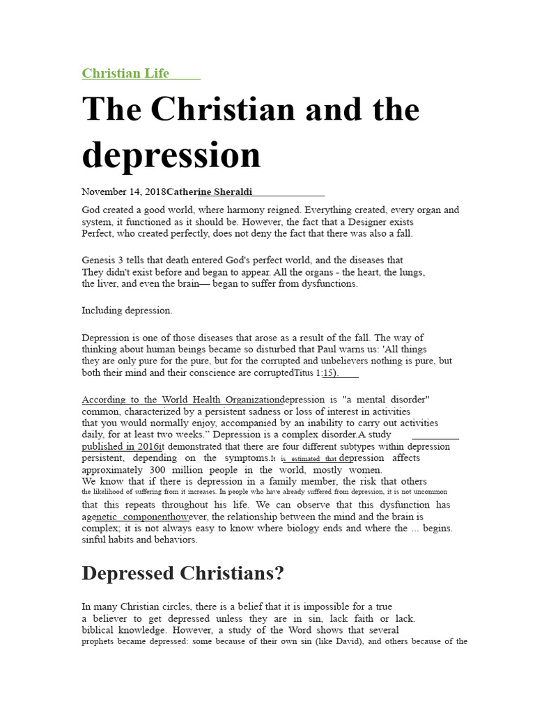 Understanding Depression in Christians | PDF | Major Depressive ...