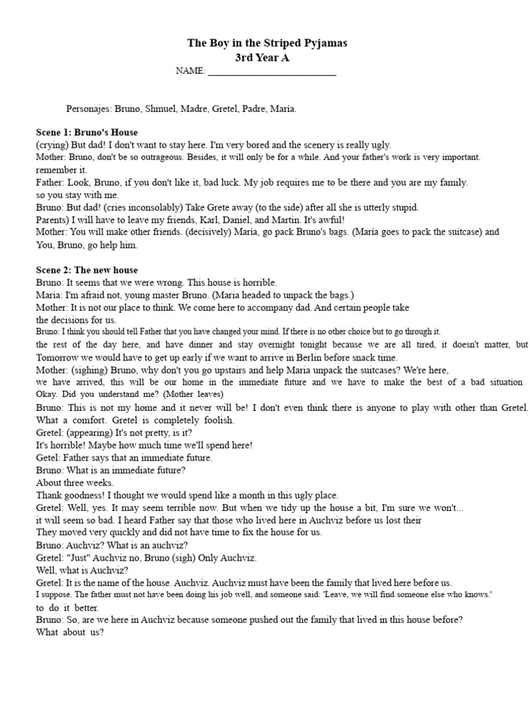 The Boy in the Striped Pyjamas Script | PDF