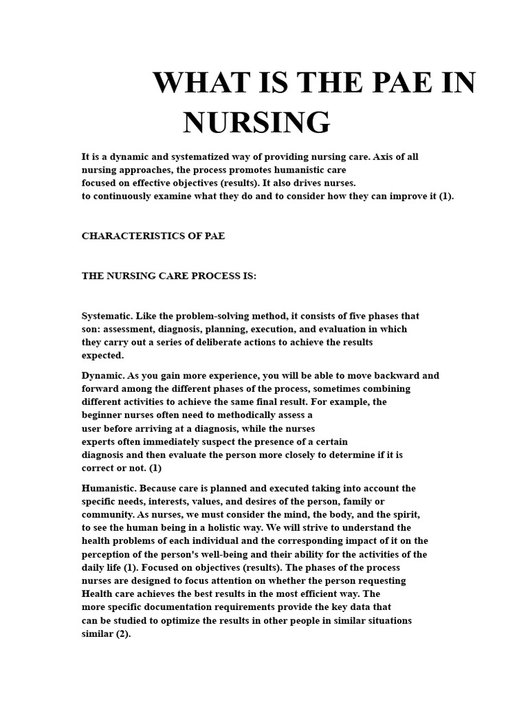 What Is The PAE in Nursing? | PDF | Nursing | Well Being