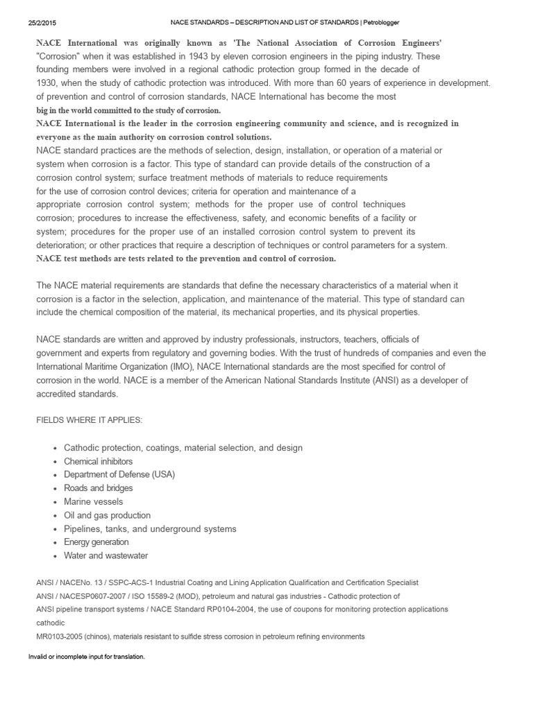 NACE Standards Overview and Applications | PDF | Corrosion | Pipe ...
