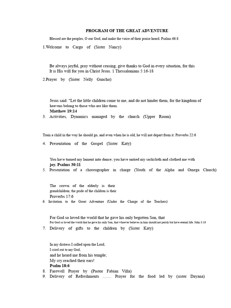 Great Adventure Program Overview | PDF