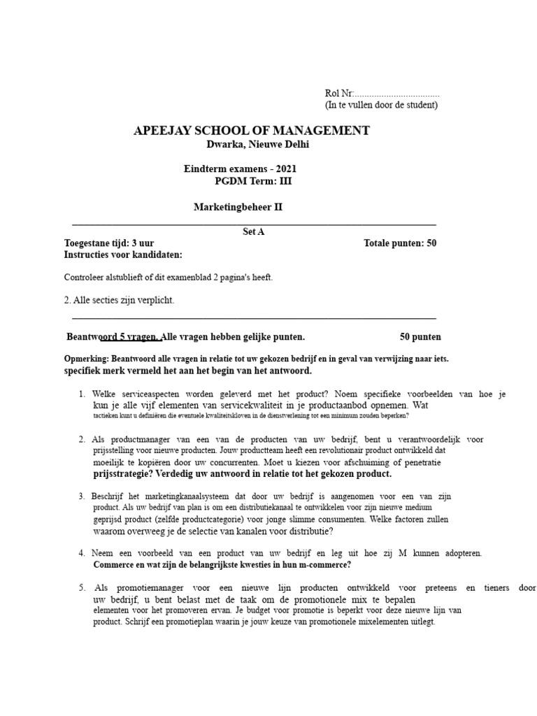 Marketing Management 2 Examen | PDF
