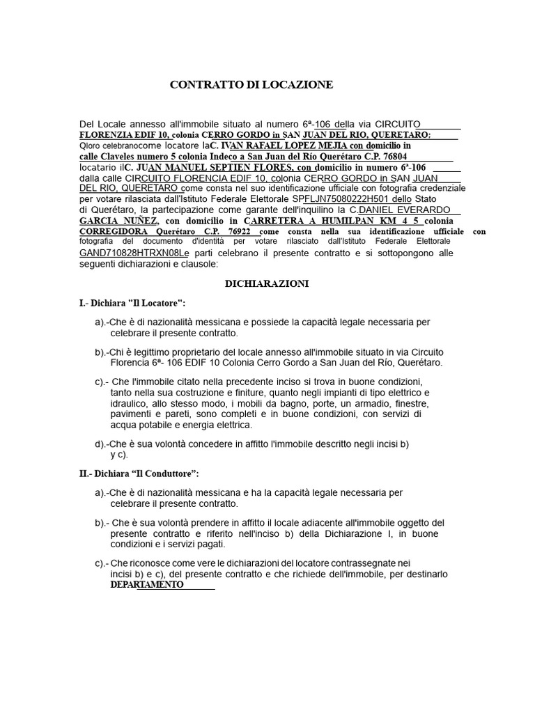 Contratto Di Locazione | PDF