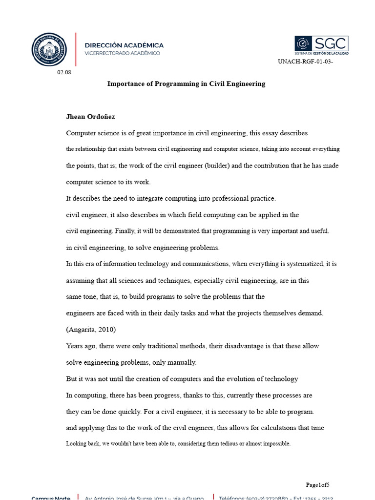 Programming's Role in Civil Engineering | PDF | Microsoft Excel ...