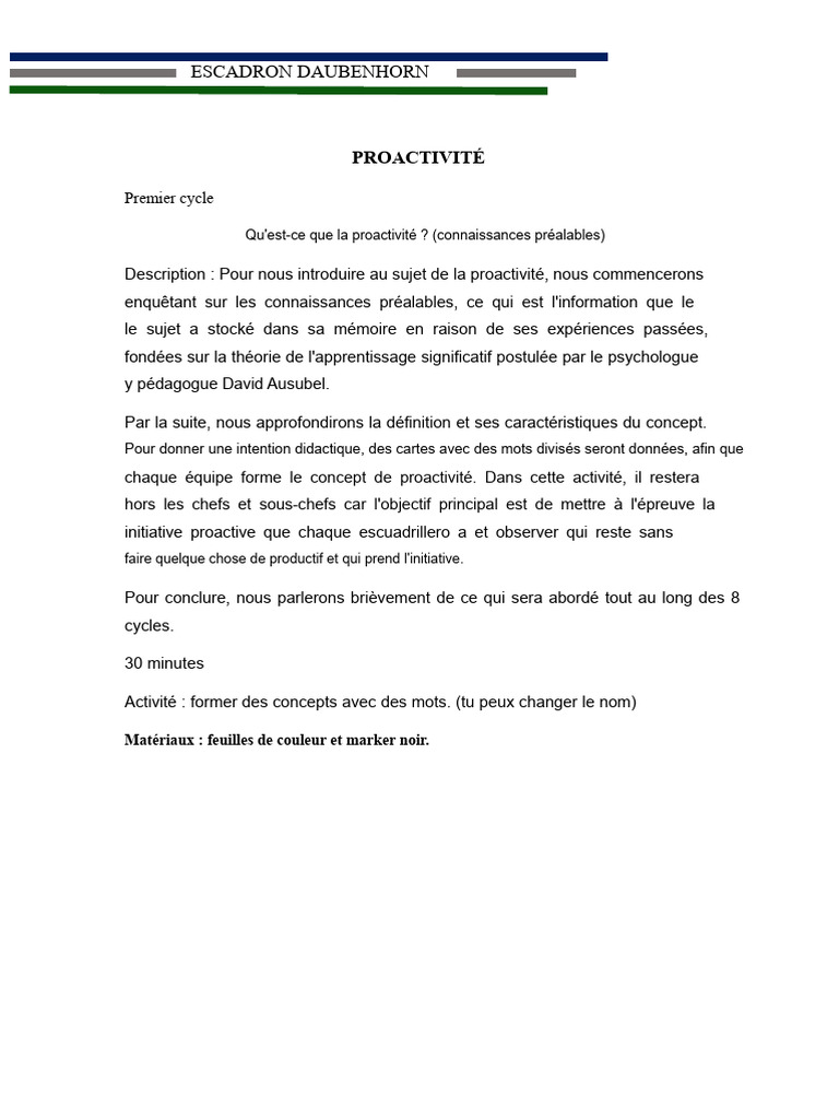 Proactivité : 8 cycles d'apprentissage | PDF | Apprentissage | Psychologie