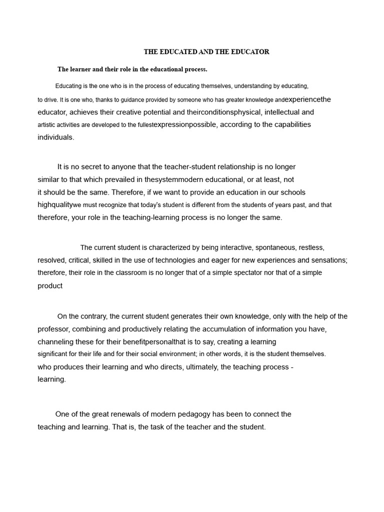 Evolving Roles of Learners and Educators | PDF | Learning | Teachers