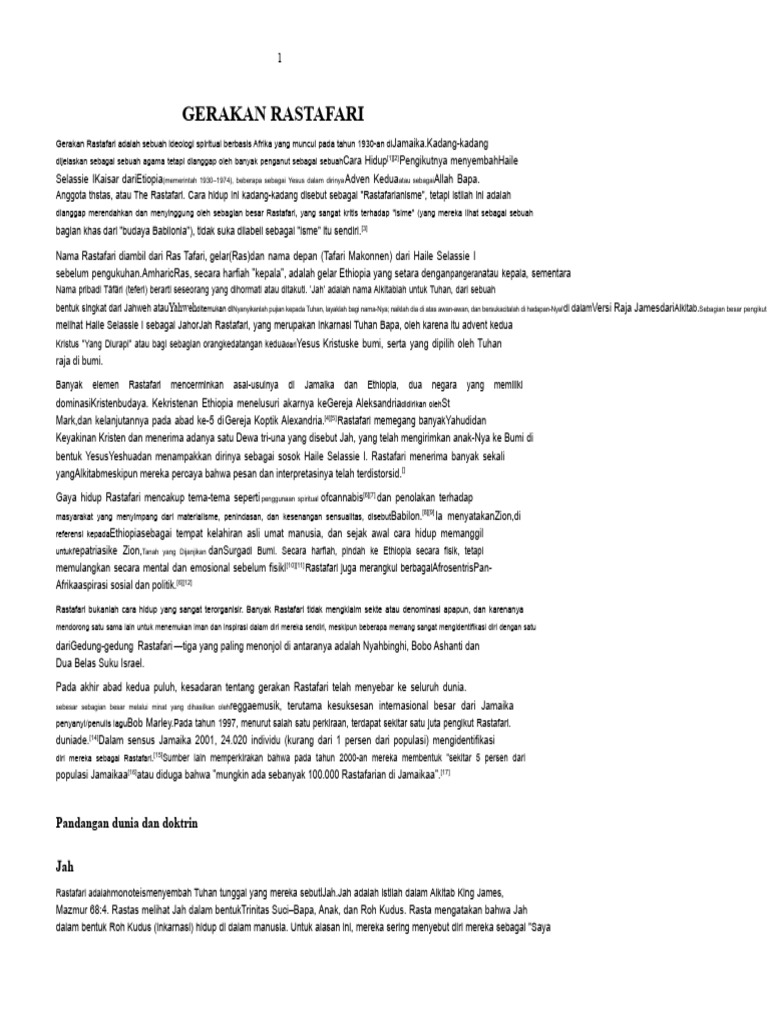 Memahami Gerakan Rastafari | PDF