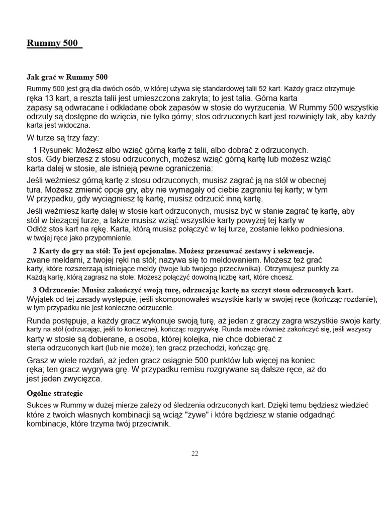 Rummy 500 - Zasady | PDF