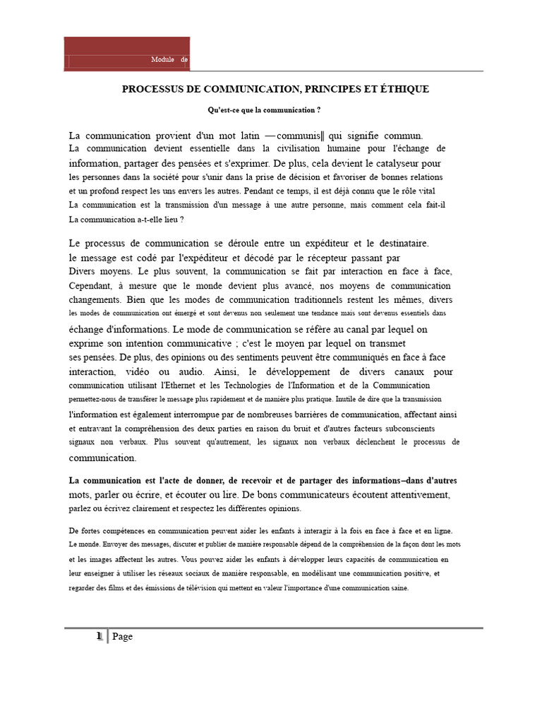 Communication : Processus et Types Essentiels | PDF | Communication non ...