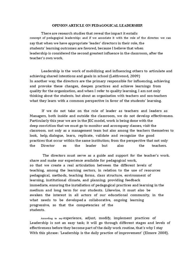 Impact of Pedagogical Leadership on Learning | PDF | Pedagogy | Leadership