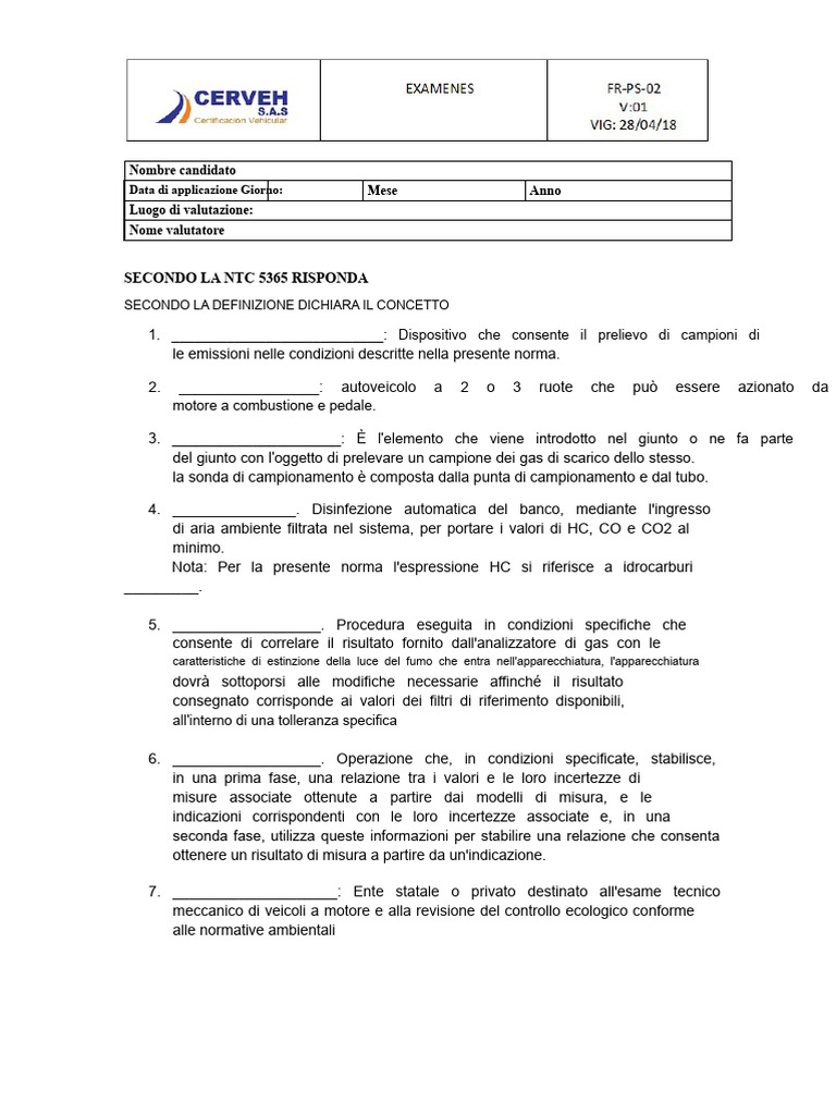 Esame NTC 5365 | PDF