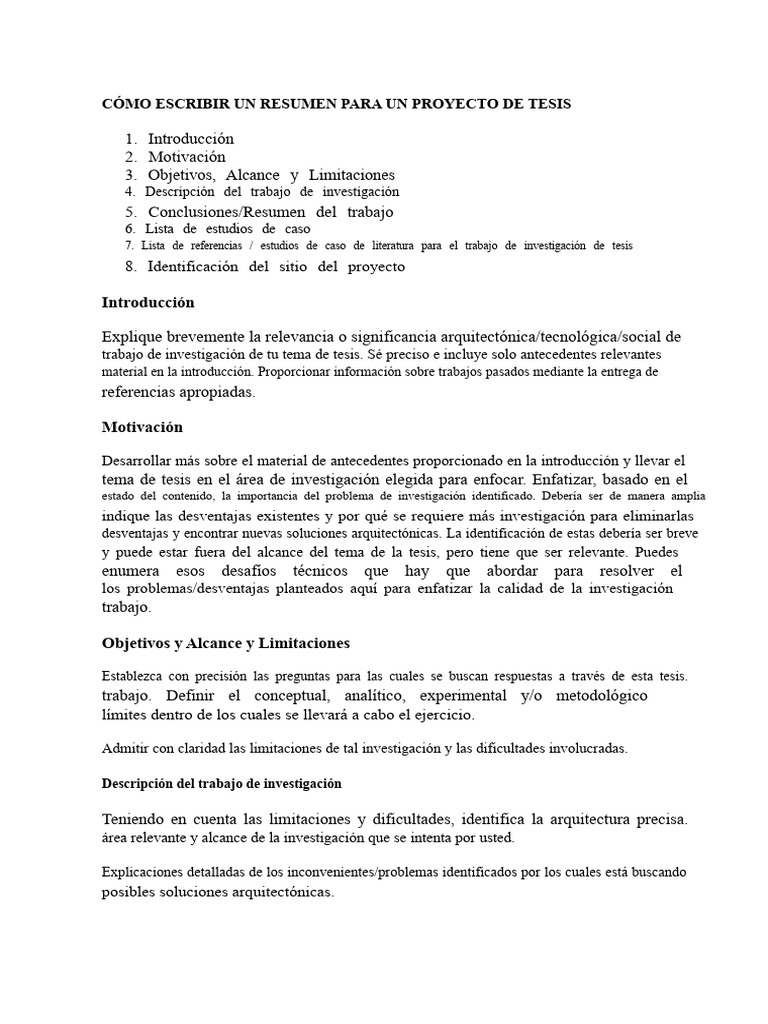 Guía para Escribir Resumen de Tesis | PDF | Caso de estudio | Science