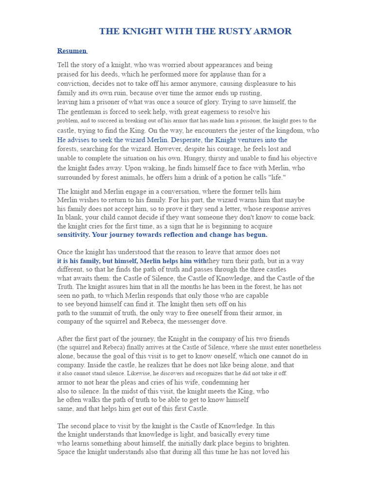 Summary of The Knight in Rusty Armor 2 | PDF