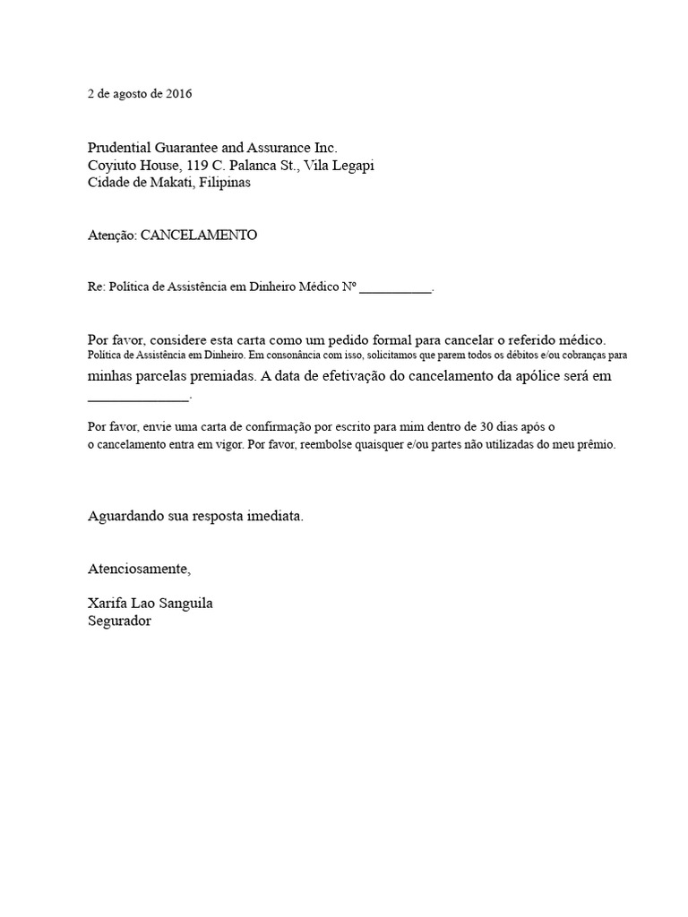 Carta de Cancelamento | PDF