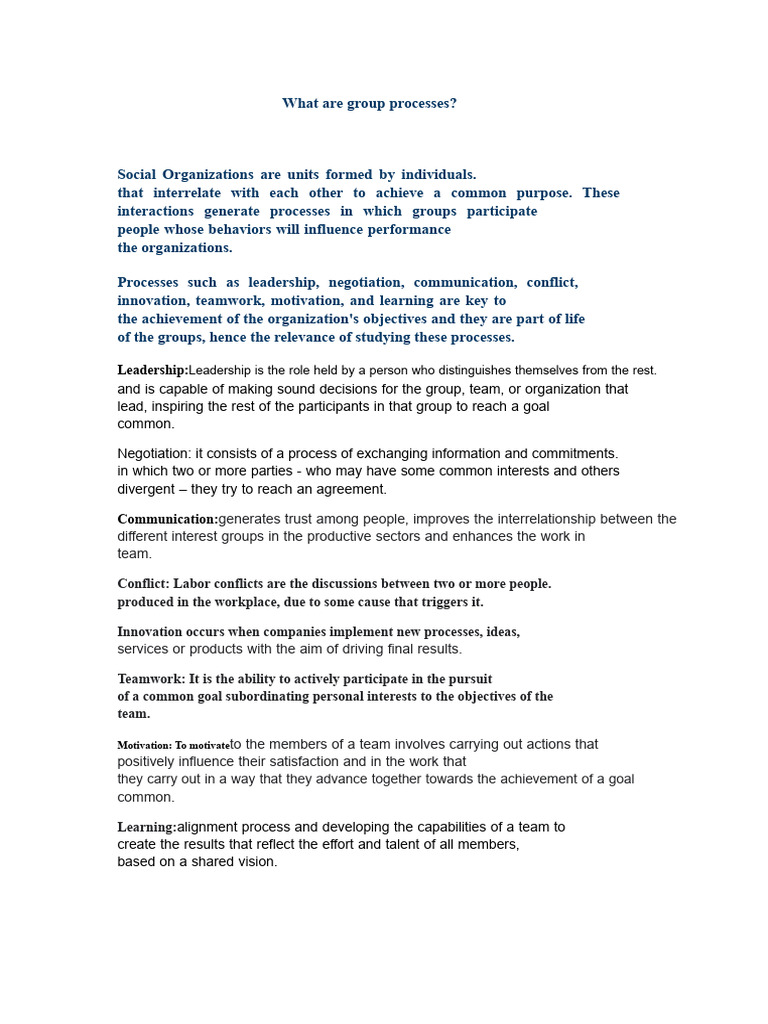 Understanding Group Processes in Organizations | PDF | Leadership | Goal