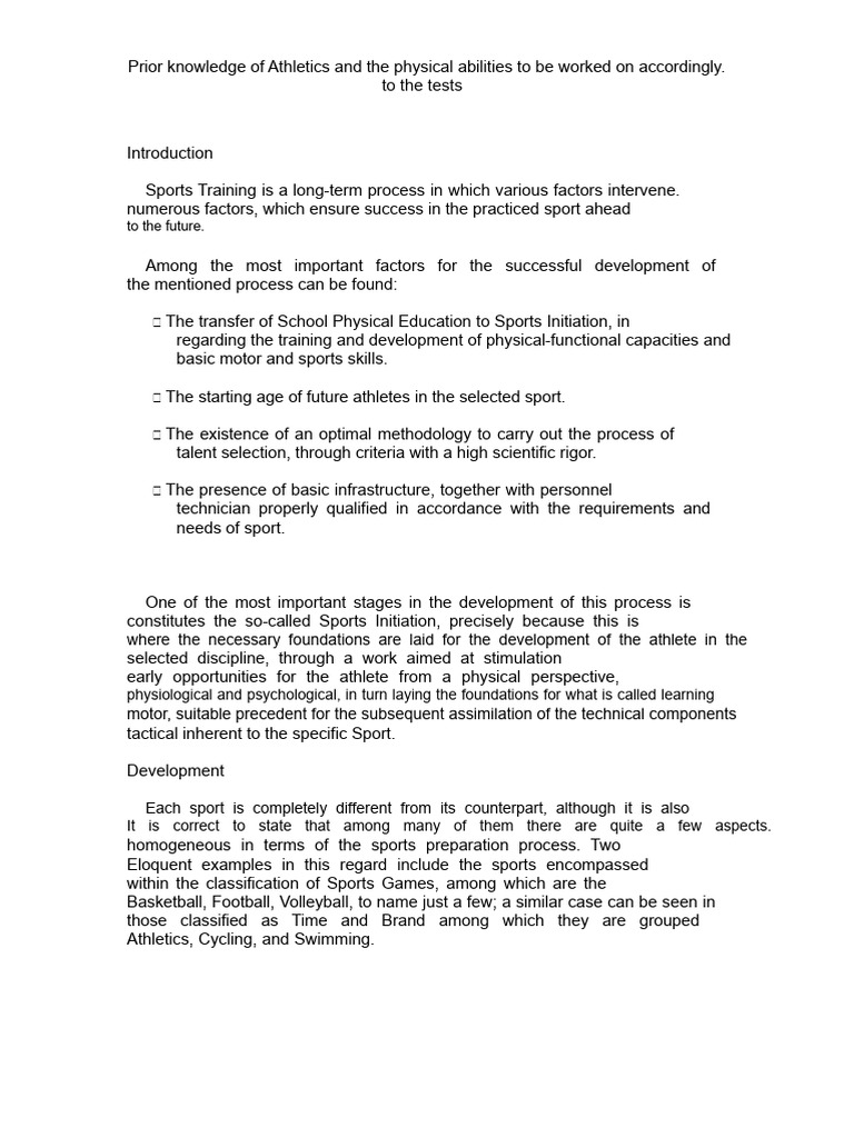 Athletics Training and Development Guide | PDF | Knowledge | Sports