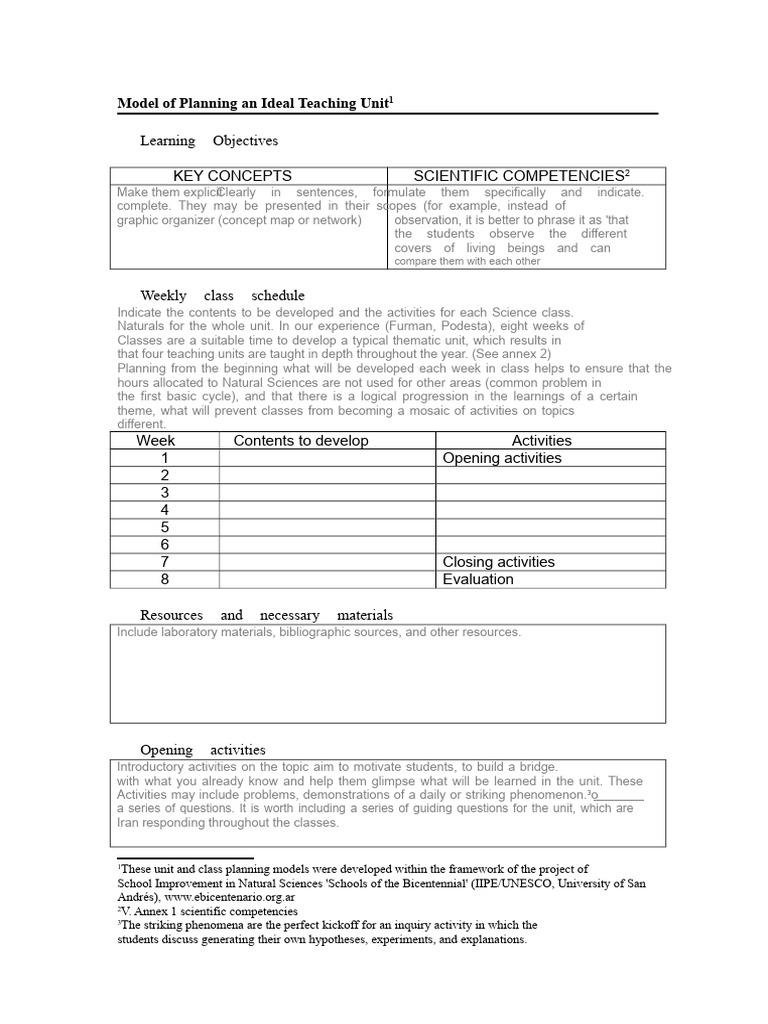 Ideal Teaching Unit Planning Guide | PDF | Hypothesis | Science
