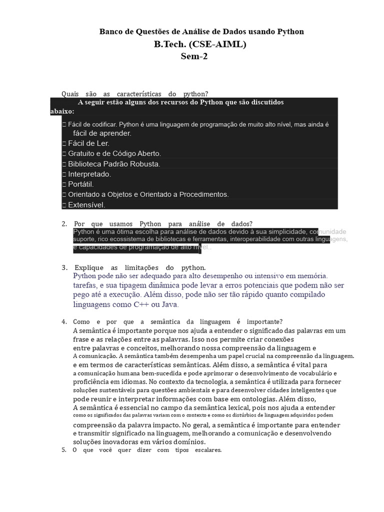 Questões sobre Análise de Dados em Python | PDF | Python (linguagem de ...