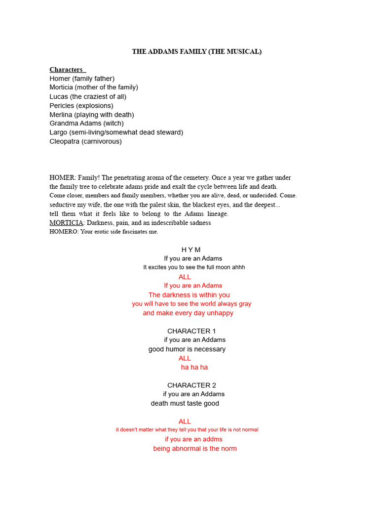 The Addams Family (The Musical) | PDF | Grotesque