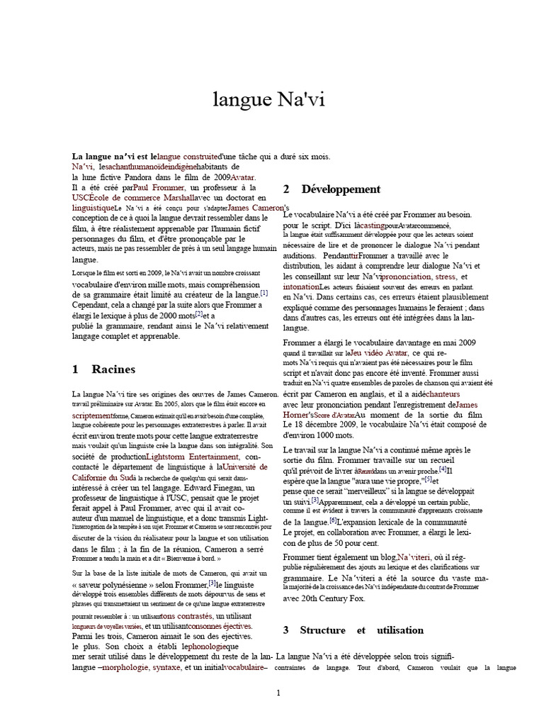 Apprendre la langue Na'vi d'Avatar | PDF | Syllabe | Grammaire