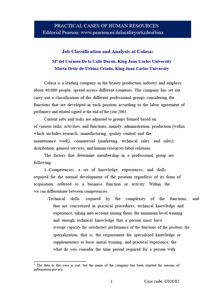 Job Classification in Human Resources | PDF | Autonomy | Knowledge