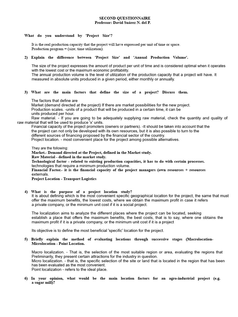 Understanding Project Size and Location Factors | PDF | Market ...
