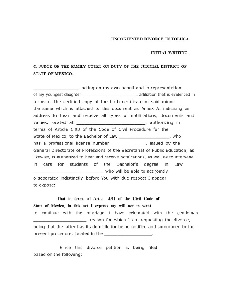 Uncontested Divorce Process in Toluca | PDF | Divorce | Marriage