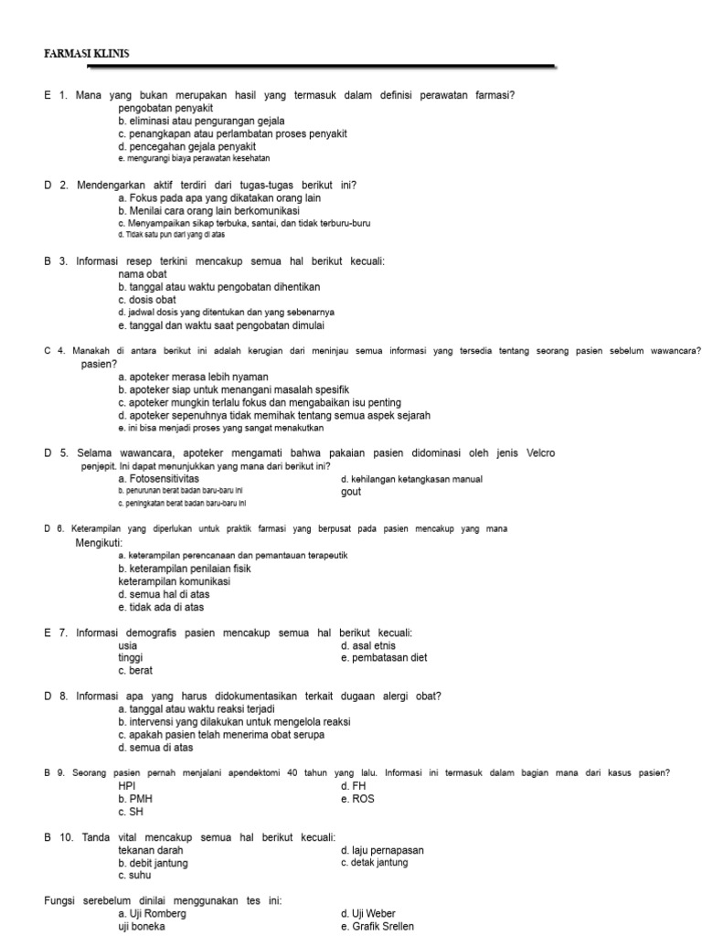 Kunci Jawaban Farmasi Klinis-HIJAU PACOP PDF | PDF