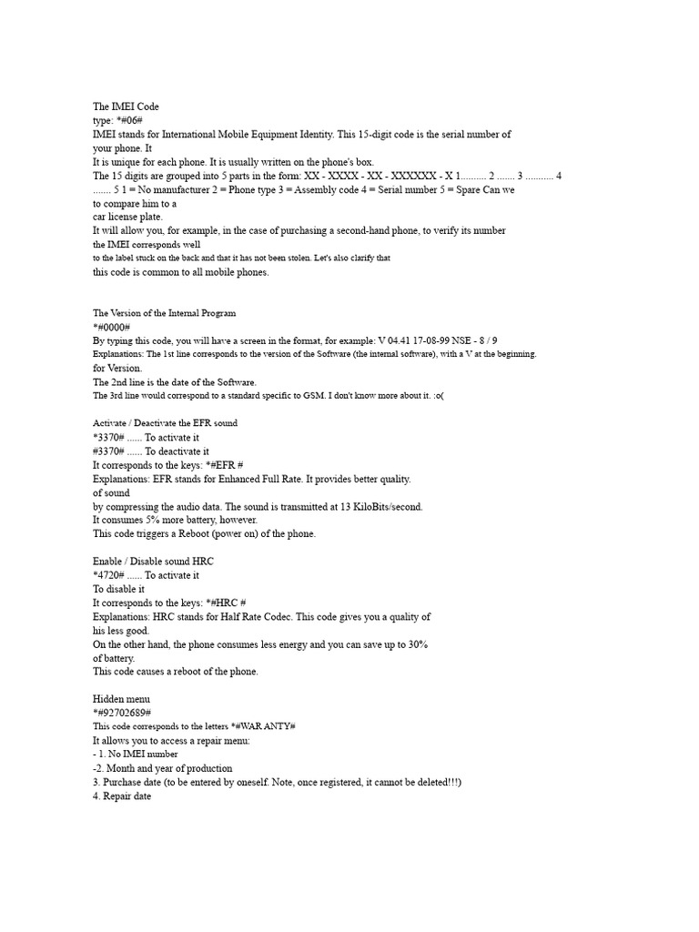Essential GSM Codes for Mobile Phones | PDF | Mobile Phones ...