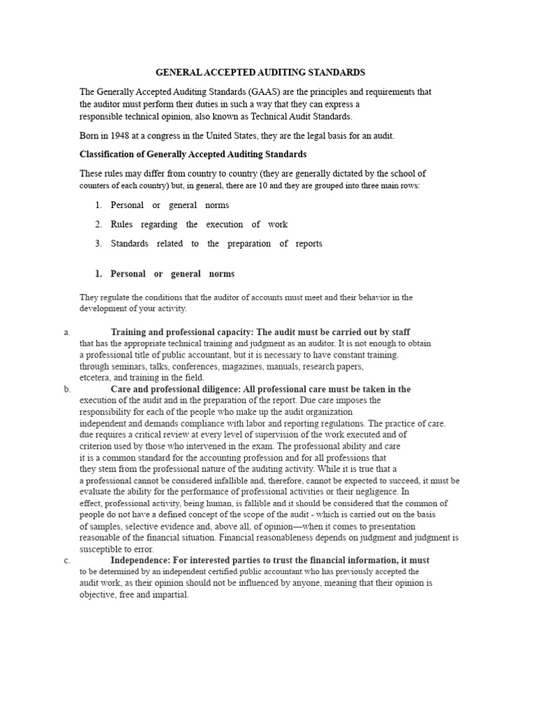 Understanding Generally Accepted Auditing Standards | PDF | Audit ...