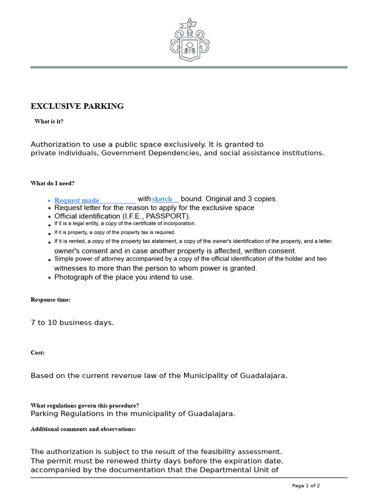 Exclusive Parking Permit Guide | PDF