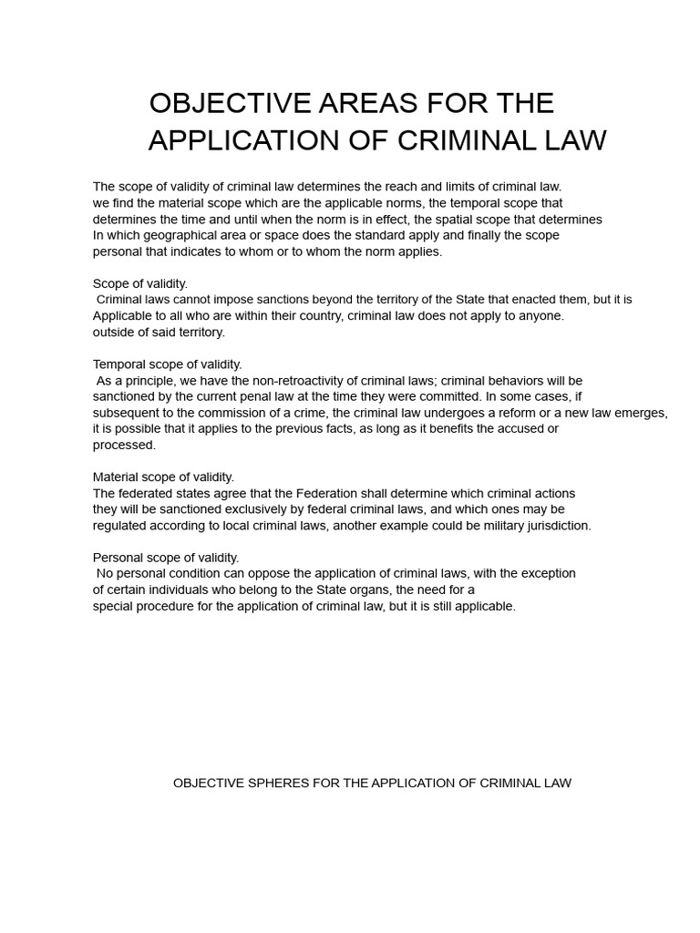 Objective Areas For The Application of Criminal Law | PDF | Crimes ...