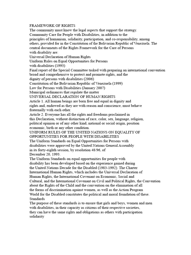Rights Framework for Disability Care | PDF | Human Rights | Disability