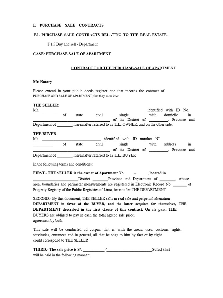 Apartment Purchase Sale Contract Template | PDF | Taxes | Property Tax
