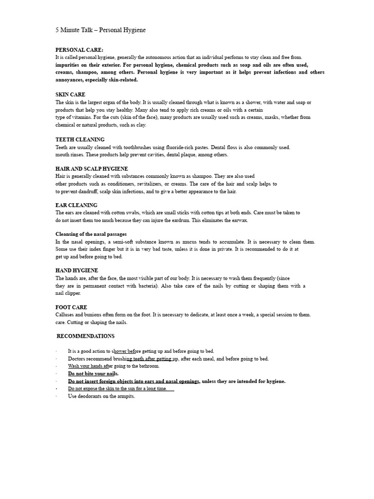 Essential Personal Hygiene Tips Guide | PDF | Hygiene
