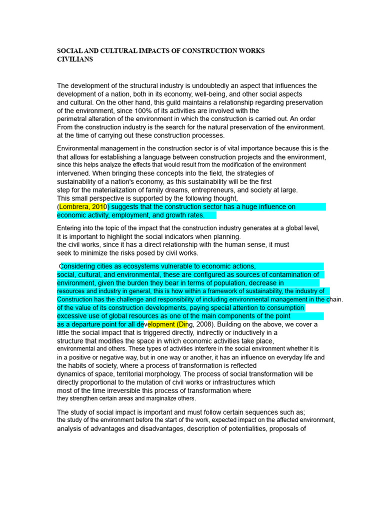Social and Cultural Effects of Construction | PDF | Sustainability ...