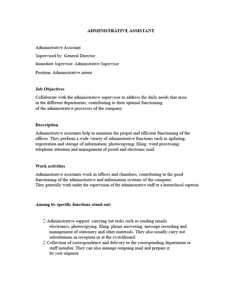 Administrative Assistant Role Overview | PDF | Employment | Salary