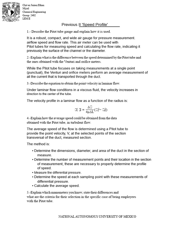 Pitot Tube and Flow Measurement Insights | PDF | Pressure Measurement ...