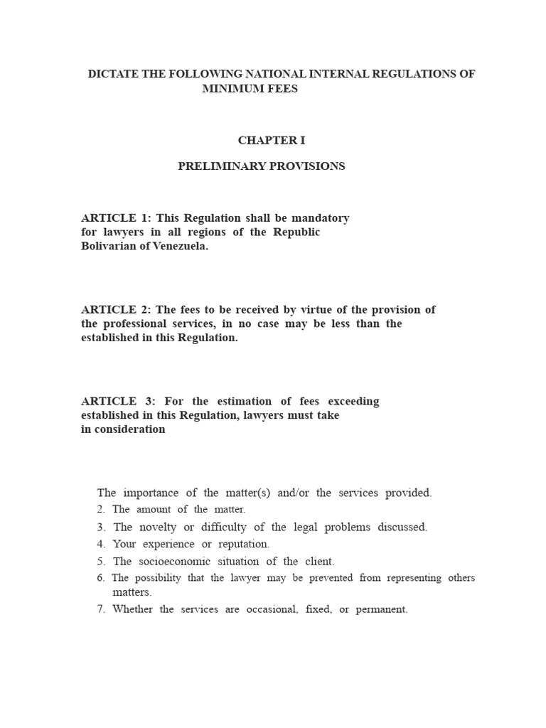 Venezuela Lawyer Minimum Fee Regulations | PDF | Lawyer | Salary