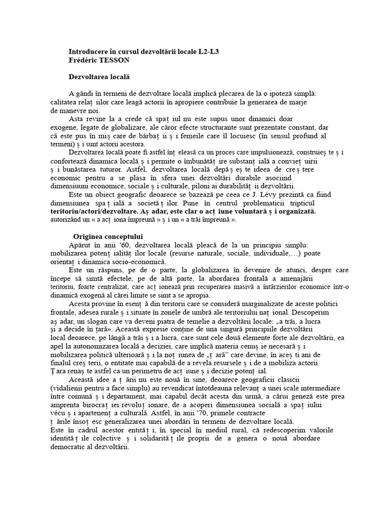 Introducere În Cursul de Dezvoltare Locală | PDF