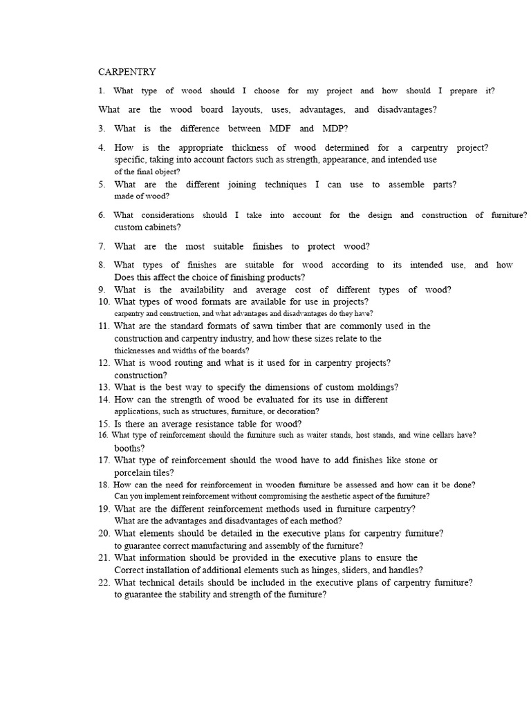 Carpentry and Blacksmithing Questions | PDF | Wood | Blacksmith