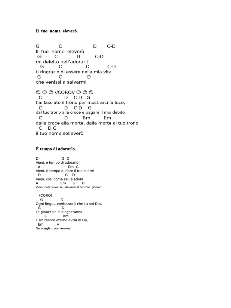 Alzerò Il Tuo Nome | PDF
