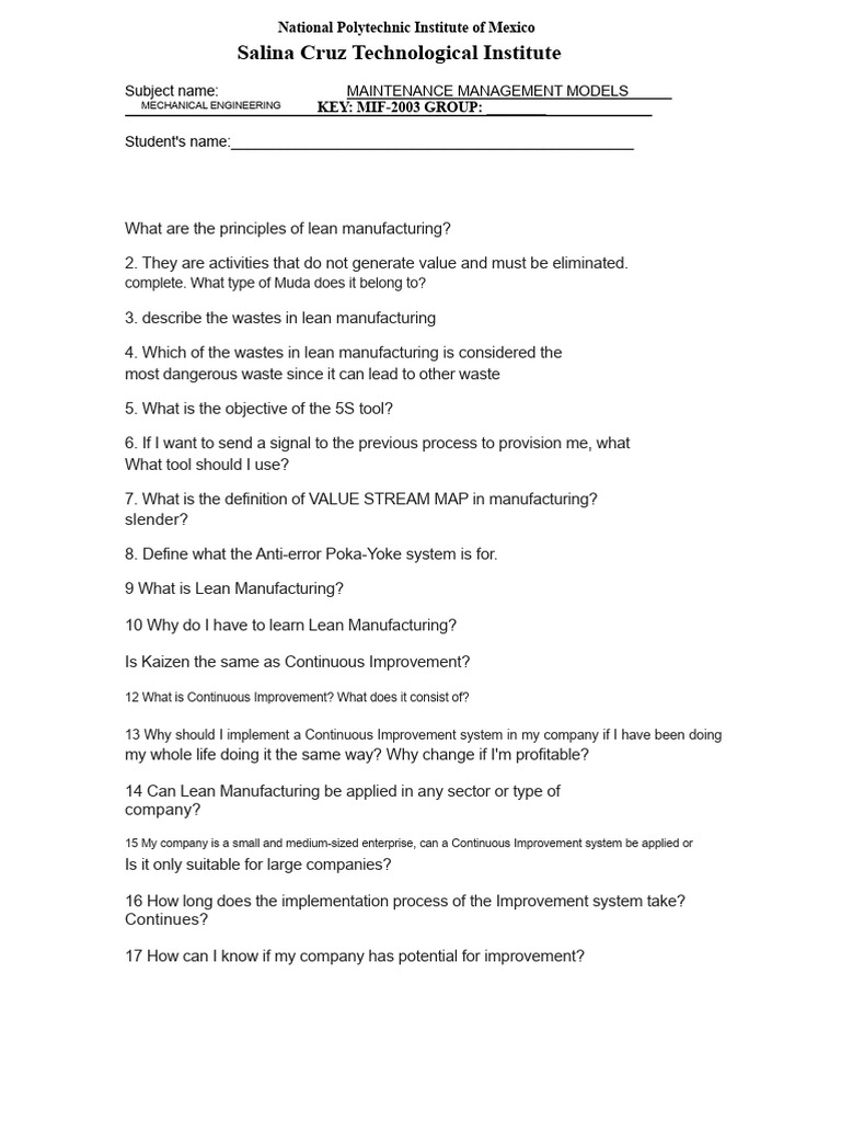 Lean Manufacturing Principles and Tools | PDF | Lean Manufacturing ...