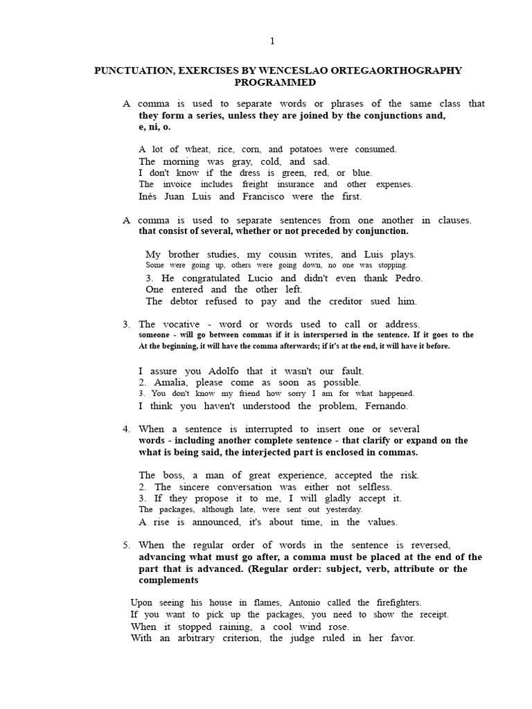 Punctuation and Accents Mono Wenceslao Ortega | PDF | Comma | Verb