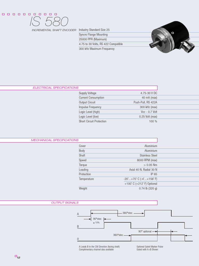 IS 580 Incremental Shaft Encoder Specs | PDF | Electrical Engineering ...